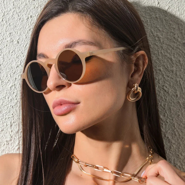 Retro Round Sunglasses Women Brand Designer Classic Vintage Small Frame Sun Glasses Ladies Black Driving Eyewear Korean Style