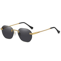 Brown Frameless Gold Metal Ladies Sunglasses Rimless Gradient Lens Blue Fashion Sun Glasses for Men UV400 Summer