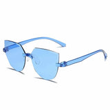 Novelty Ladies Cat Ear Sunglasses Frameless Jelly Transparent Sunglasses Retro All-in-one Ocean Piece Candy Color Sunglasses