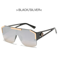 Fashion Luxury Novelty Oversized Square Sunglasses Men Women Vintage Metal Big Frame Semi-Rimless One Lens Sun Glasses UV400