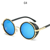 Steampunk Sunglasses Women Round Glasses Goggles Men Side Visor Circle Lens Unisex Vintage Retro Style Punk Oculos De Sol