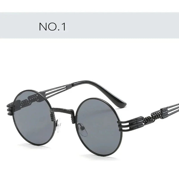 Round Sunglasses Men Women Metal Punk Vintage Sunglass Novelty Designer Fashion Glasses Mirror Lens Top Quality Oculo UV400