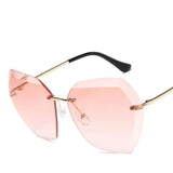 Novelty Fashion Novelty Design Vintage RimlessSunglasses Women Men Retro Cutting Lens Gradient Sun Glasses Female UV400