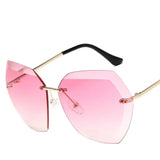 Novelty Fashion Novelty Design Vintage RimlessSunglasses Women Men Retro Cutting Lens Gradient Sun Glasses Female UV400