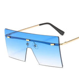 Oversized Rimless Sunglasses Fashion Women Metal Gradient Sun glasses Luxury Lady Sunglass Eyewear UV400 Shades gafas de sol