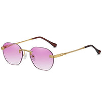 Brown Frameless Gold Metal Ladies Sunglasses Rimless Gradient Lens Blue Fashion Sun Glasses for Men UV400 Summer