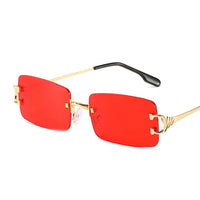 Blue Rectangular Sunglasses Rimless Men Metal Fashion Square Sun Glasses for Women Gradient Lens Frameless UV400