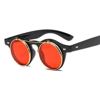 Fashion Vintage Round SteamPunk Flip Up Sunglasses Classic Double Layer Clamshell Design Sun Glasses Oculos De Sol