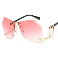 Novelty Irregular Rimless Sunglasses Women Novelty Designer Alloy Frame Oversize Gradient Sun Glasses Fashion Female Clear Shades