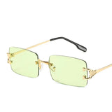 Blue Rectangular Sunglasses Rimless Men Metal Fashion Square Sun Glasses for Women Gradient Lens Frameless UV400