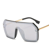 Red Black Oversized Square Sunglasses Women Novelty One Piece Lens Big Frame Sun glasses for Man UV400 Silver Mirror