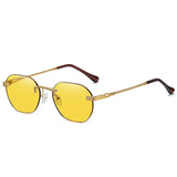 Brown Frameless Gold Metal Ladies Sunglasses Rimless Gradient Lens Blue Fashion Sun Glasses for Men UV400 Summer