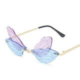 Novelty Fashion Dragonfly Sunglasses Women Men Novelty Design Rimless Wave Eyewear Luxury Novelty Narrow Sun glasses