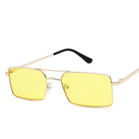 Square Women's Sunglasses Alloy Metal Small Frame Clear Double Bridge Men's Sun Glasses Vintage Chic Female Shades Red Yellow