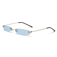 Narrow Sunglasses Men Rimless Summer Red Blue Black Rectangular Sun Glasses for Women Small Face Hot Selling