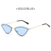 Novelty Rimless Sunglasses for Women Fashion Mosaic Diamond Personality Eyewear Triangle Cat Eye Metal Frame Goggle Sun Glasses