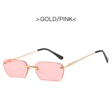 Fashion RectangleSunglasses Women Retro Metal Double Beam Wild Eyeglasses Polygonal Ocean Glasses