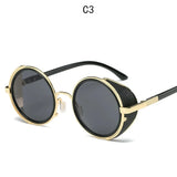 Steampunk Sunglasses Women Round Glasses Goggles Men Side Visor Circle Lens Unisex Vintage Retro Style Punk Oculos De Sol