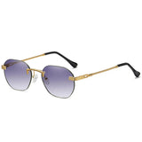 Brown Frameless Gold Metal Ladies Sunglasses Rimless Gradient Lens Blue Fashion Sun Glasses for Men UV400 Summer