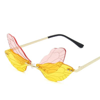 Novelty Fashion Dragonfly Sunglasses Women Men Novelty Design Rimless Wave Eyewear Luxury Novelty Narrow Sun glasses