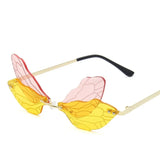 Novelty Fashion Dragonfly Sunglasses Women Men Novelty Design Rimless Wave Eyewear Luxury Novelty Narrow Sun glasses