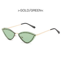 Novelty Rimless Sunglasses for Women Fashion Mosaic Diamond Personality Eyewear Triangle Cat Eye Metal Frame Goggle Sun Glasses