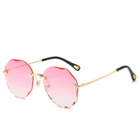 Round Cut Rimless Sunglasses Women Men Vintage Fashion Gradient Sun Glasses Novelty Stylish Female Male Eyeglasses Gif