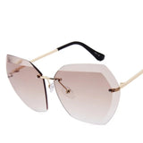 Novelty Fashion Novelty Design Vintage RimlessSunglasses Women Men Retro Cutting Lens Gradient Sun Glasses Female UV400