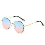 Round Cut Rimless Sunglasses Women Men Vintage Fashion Gradient Sun Glasses Novelty Stylish Female Male Eyeglasses Gif