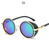 Steampunk Sunglasses Women Round Glasses Goggles Men Side Visor Circle Lens Unisex Vintage Retro Style Punk Oculos De Sol