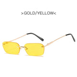 Fashion RectangleSunglasses Women Retro Metal Double Beam Wild Eyeglasses Polygonal Ocean Glasses