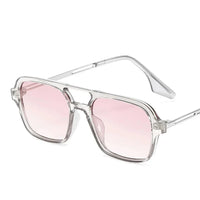 Retro Double Bridges Women Sunglasses Fashion Pink Gradient Eyewear Novelty Hollow Leopard Blue Sun Glasses Men Shades