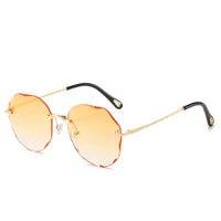 Round Cut Rimless Sunglasses Women Men Vintage Fashion Gradient Sun Glasses Novelty Stylish Female Male Eyeglasses Gif