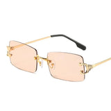 Blue Rectangular Sunglasses Rimless Men Metal Fashion Square Sun Glasses for Women Gradient Lens Frameless UV400