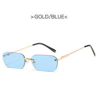 Fashion RectangleSunglasses Women Retro Metal Double Beam Wild Eyeglasses Polygonal Ocean Glasses