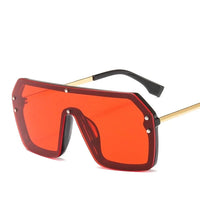 Red Black Oversized Square Sunglasses Women Novelty One Piece Lens Big Frame Sun glasses for Man UV400 Silver Mirror