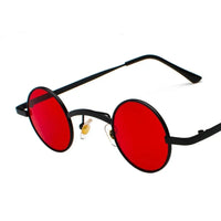 Novelty Wide Bridge Retro Rock Punk Sunglasses Classic Small Round Clear Red Sun Glasses UV400