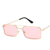 Square Women's Sunglasses Alloy Metal Small Frame Clear Double Bridge Men's Sun Glasses Vintage Chic Female Shades Red Yellow