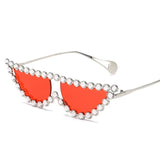 Rhinestone Rays Cat Eye Women Transparent Hot Fashion Sunglasses Luxury Novelty Designer UV400 Accessories