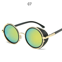 Steampunk Sunglasses Women Round Glasses Goggles Men Side Visor Circle Lens Unisex Vintage Retro Style Punk Oculos De Sol