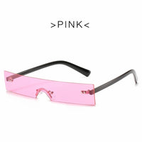 Novelty Rectangle Sunglasses Women Fashion Luxury Novelty Designer Red Pink Clear Small Lens Personality Sun Glasses Shades UV400