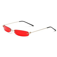 Narrow Sunglasses Men Rimless Summer Red Blue Black Rectangular Sun Glasses for Women Small Face Hot Selling