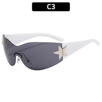 Luxury Punk Sports Sunglasses Women Novelty Designer One Piece Sun Glasses Men Goggle Shades UV400 Five Star Fashion Eyewear