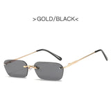 Fashion RectangleSunglasses Women Retro Metal Double Beam Wild Eyeglasses Polygonal Ocean Glasses