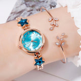 Dress Quartz Watches for Women Rose Starry Star Design Creative Ladies Clock