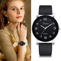 Watch Women Leather Black Quartz Wrist Watches Ladies Clock