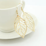 Hollow Metal Leaves Dangling Long Statement Drop Earrings for Women Bijoux