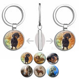 Dog Keychain Cute Dog Dachshund, German Hound Picture Glass Cabochon Double Side Keychain Accessories Handmade Gift