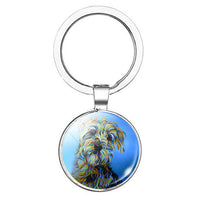 Dog Keychain Cute Dog Dachshund, German Hound Picture Glass Cabochon Double Side Keychain Accessories Handmade Gift