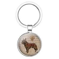 Dog Keychain Cute Dog Dachshund, German Hound Picture Glass Cabochon Double Side Keychain Accessories Handmade Gift